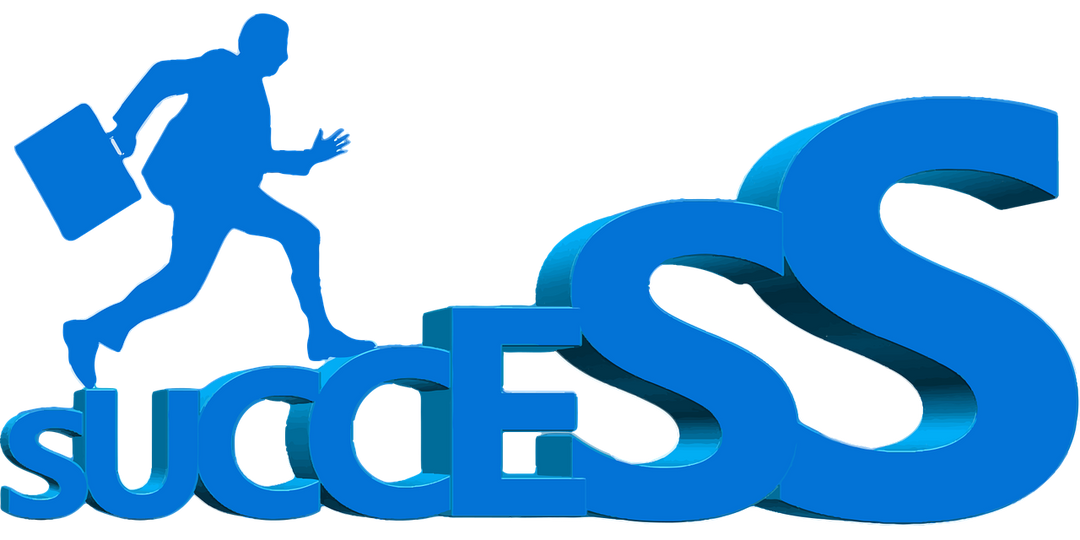A man climbing ladder to success
